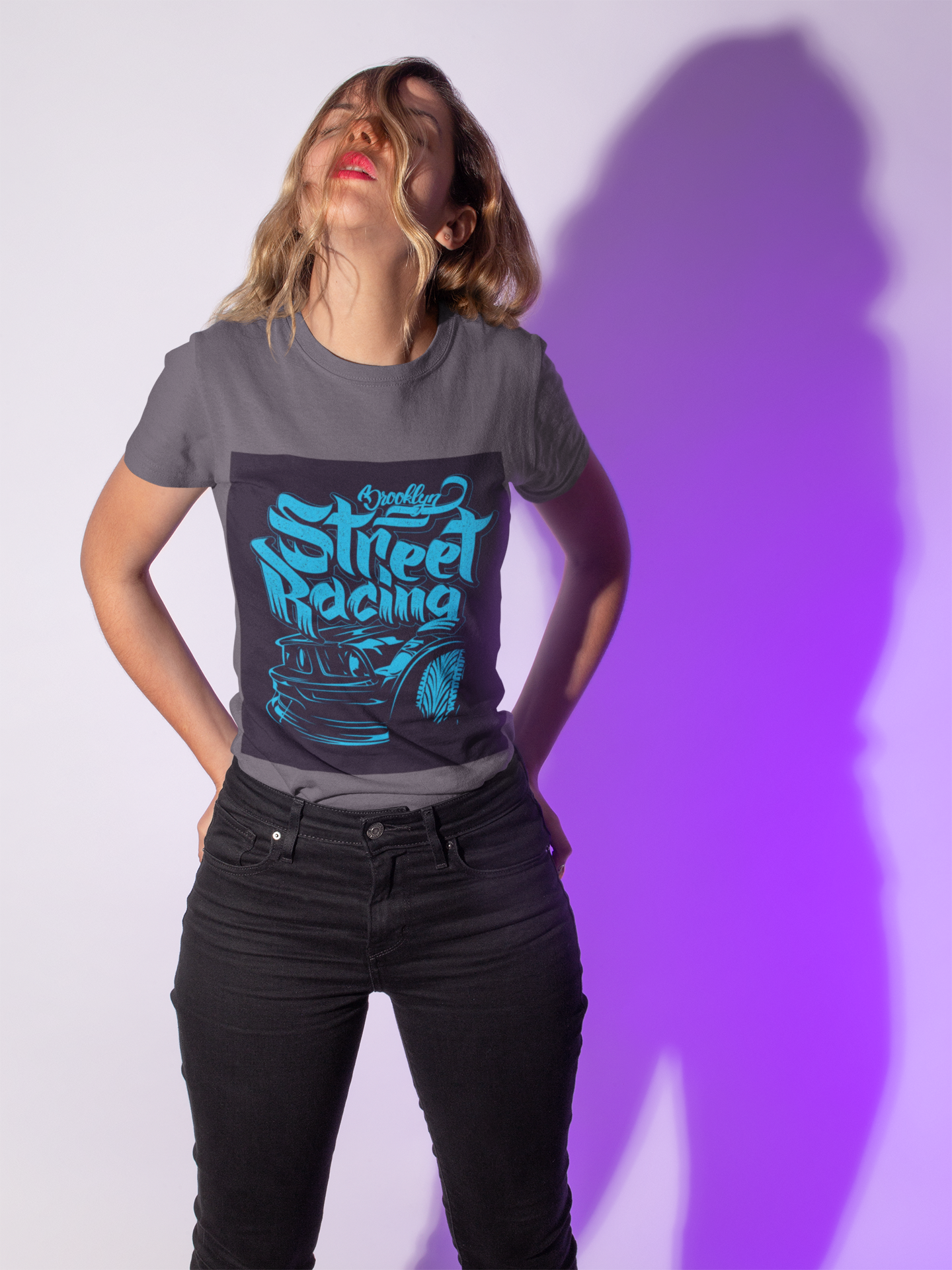 Street Racing Muscle Car Tee | Turquoise Graphic