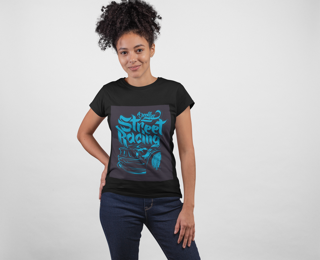 Street Racing Muscle Car Tee | Turquoise Graphic
