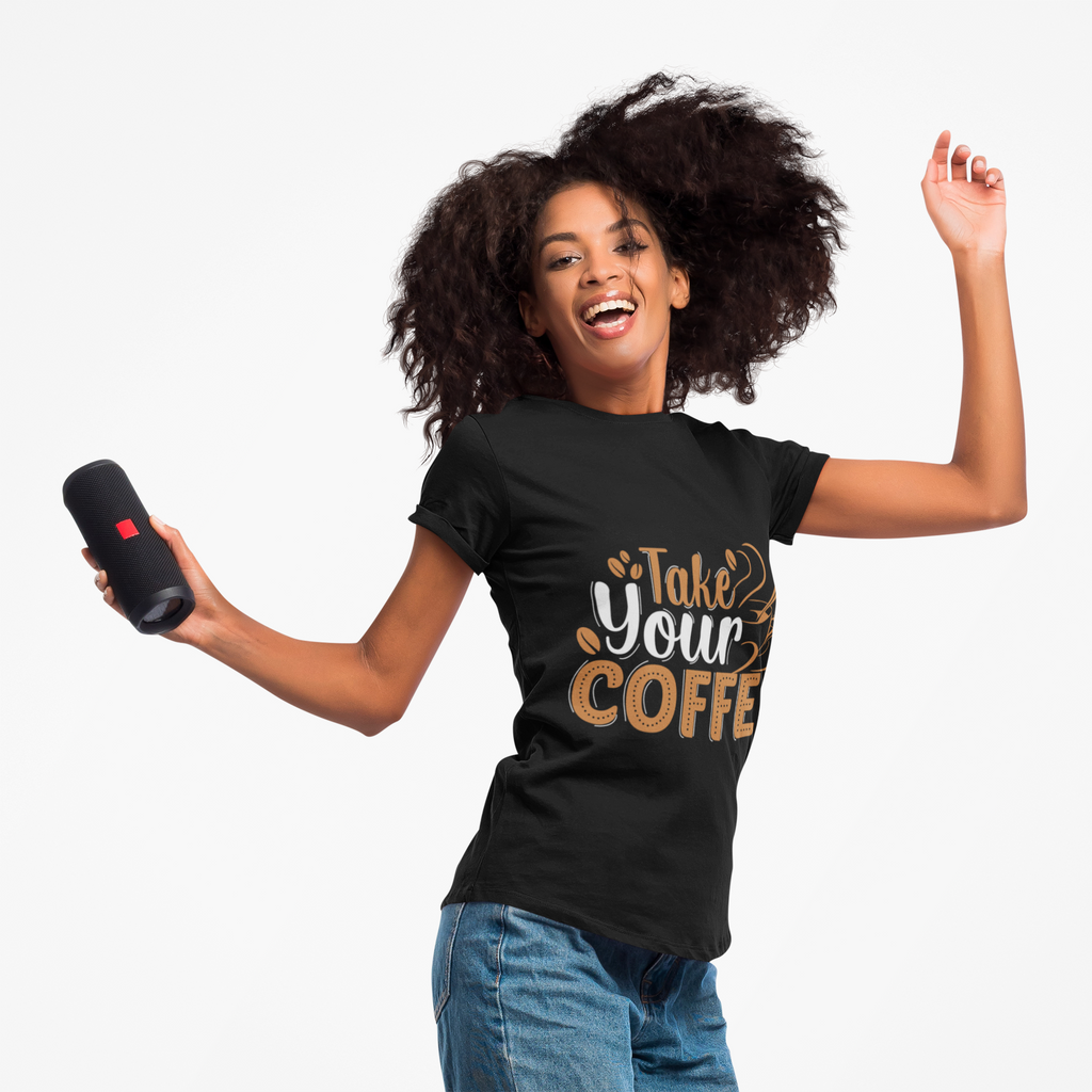 Take Your Coffee shirt | Coffee Script & Block Letter Tee, Garment-Dyed