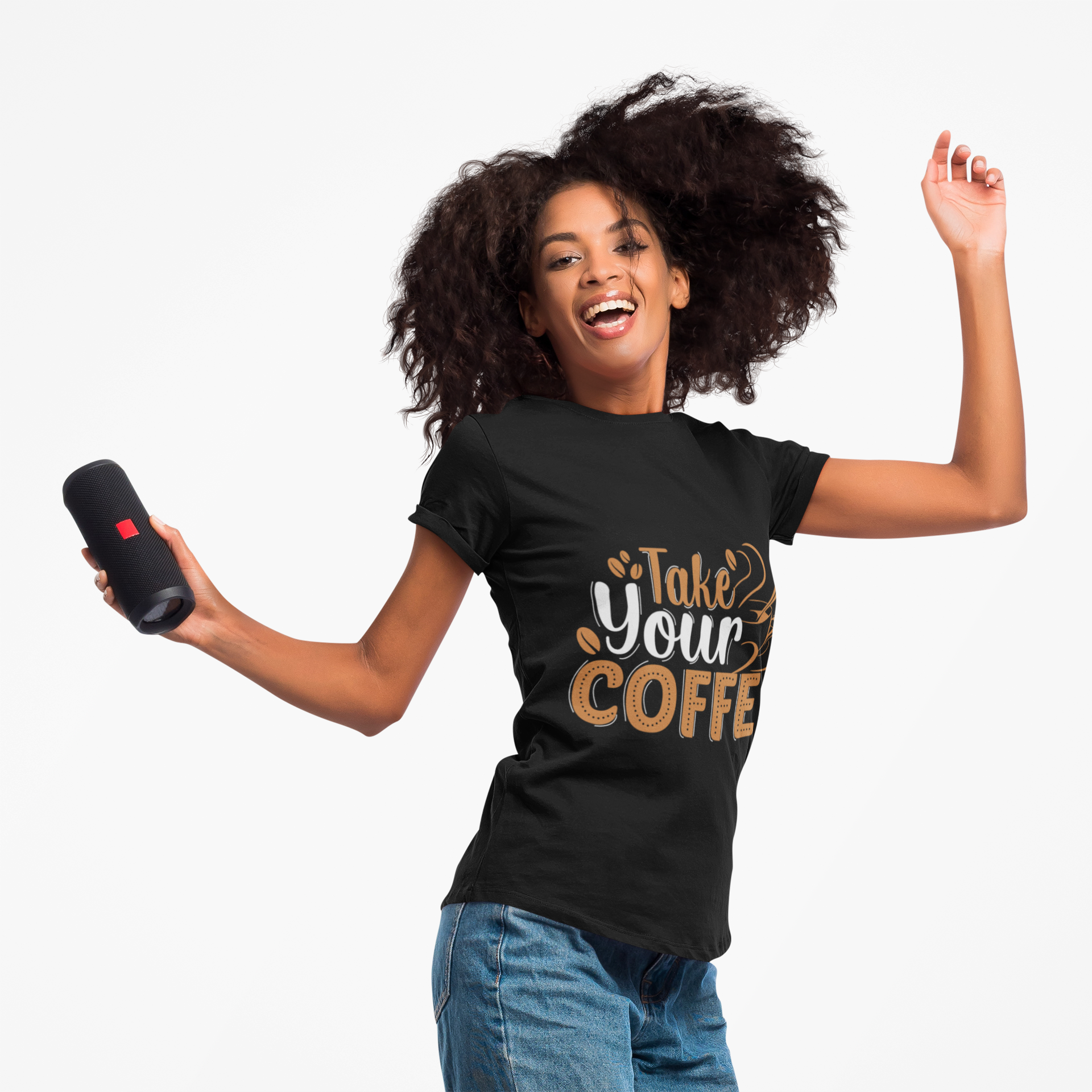Take Your Coffee shirt | Coffee Script & Block Letter Tee, Garment-Dyed