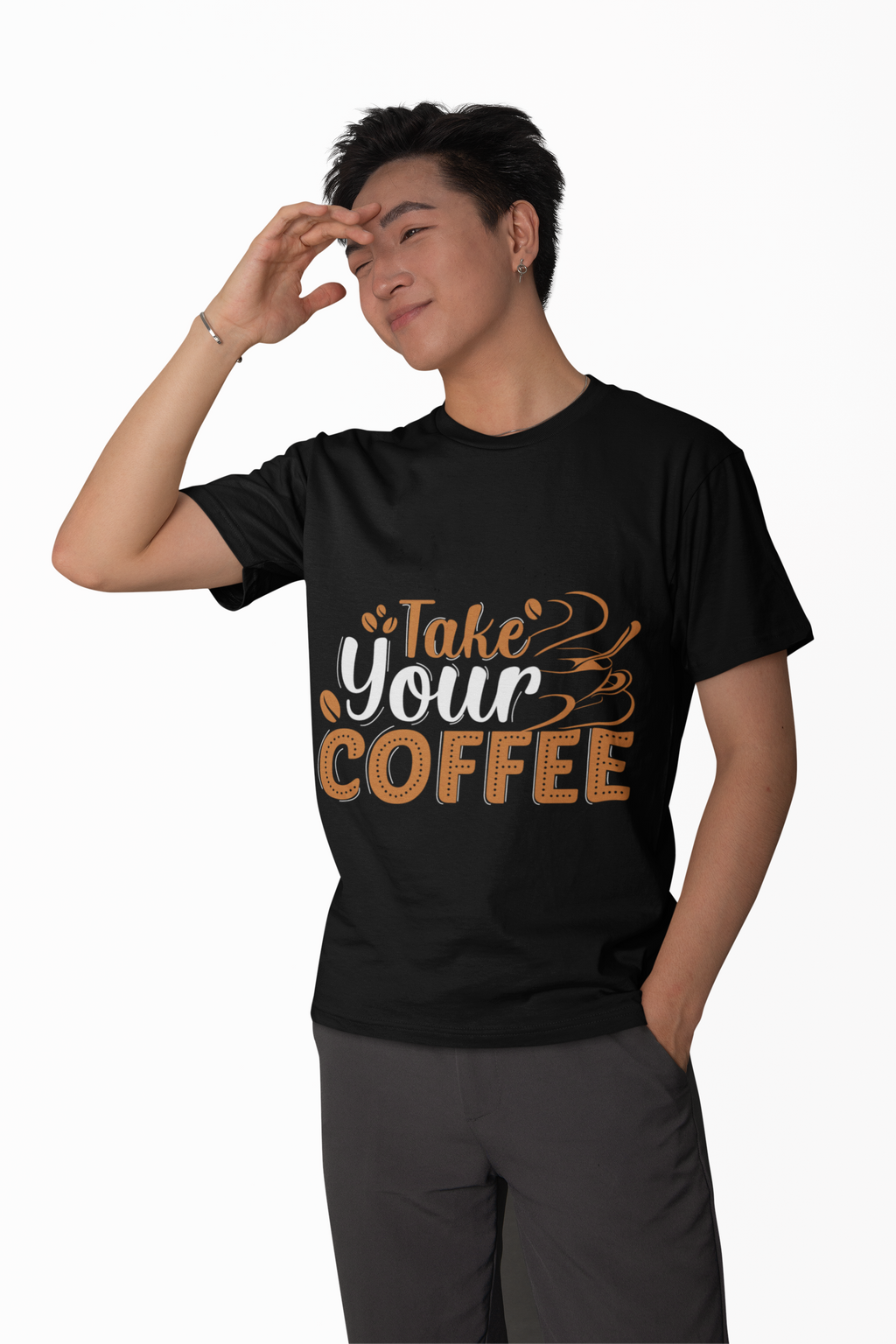 Take Your Coffee shirt | Coffee Script & Block Letter Tee, Garment-Dyed