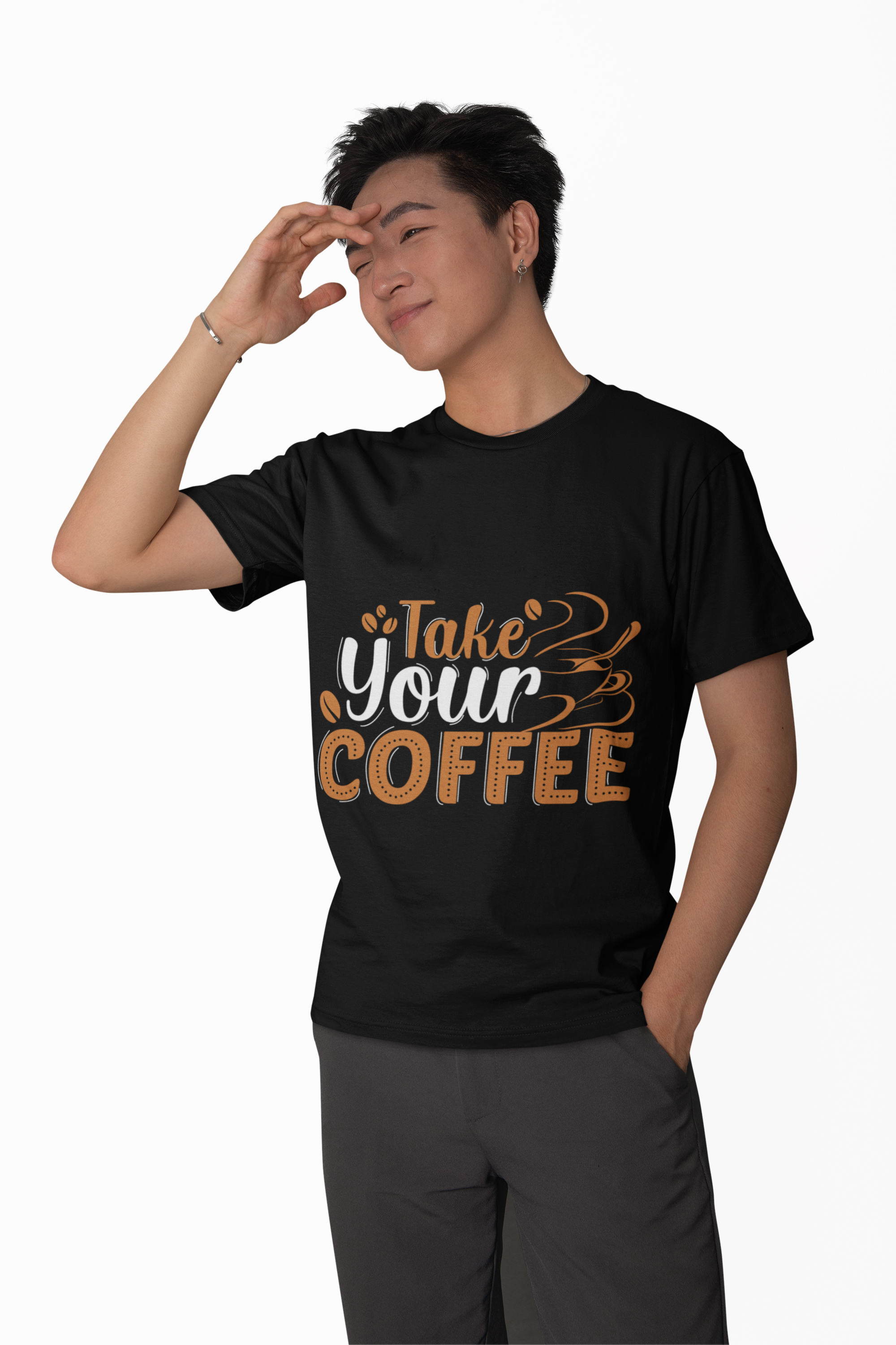 Take Your Coffee shirt | Coffee Script & Block Letter Tee, Garment-Dyed