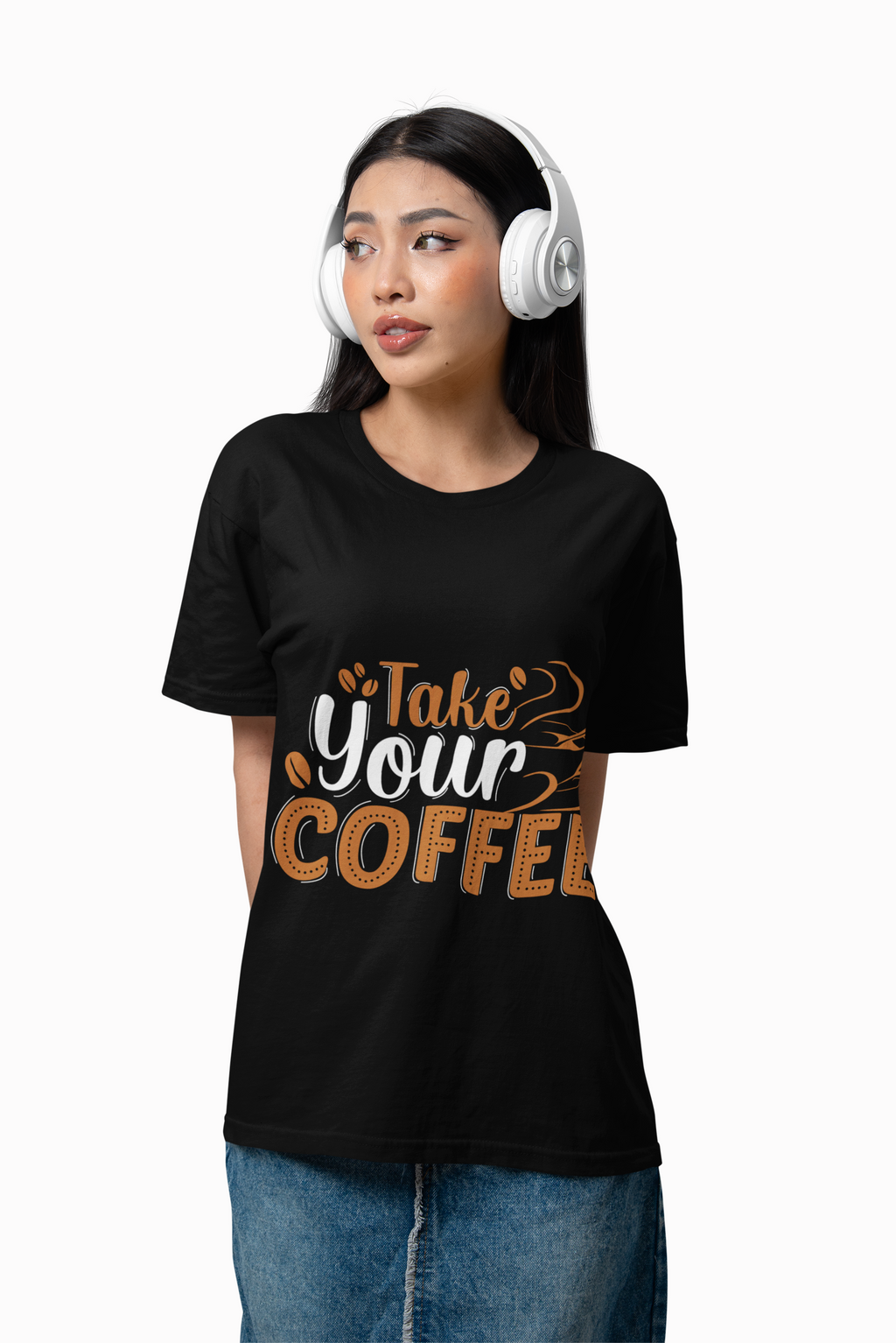 Take Your Coffee shirt | Coffee Script & Block Letter Tee, Garment-Dyed