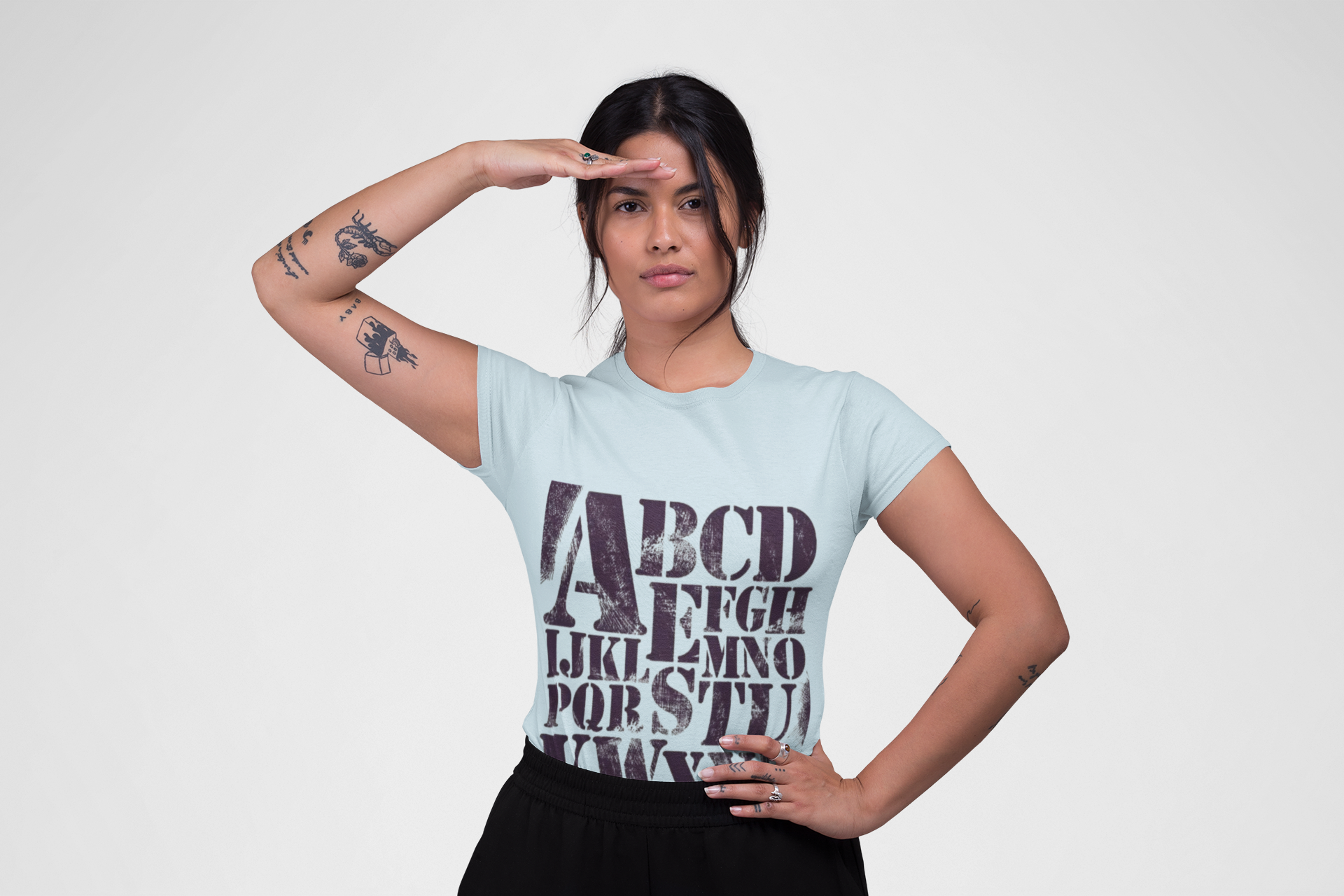 Vintage Stencil Alphabet T-Shirt | Garment-Dyed Heavyweight Tee
