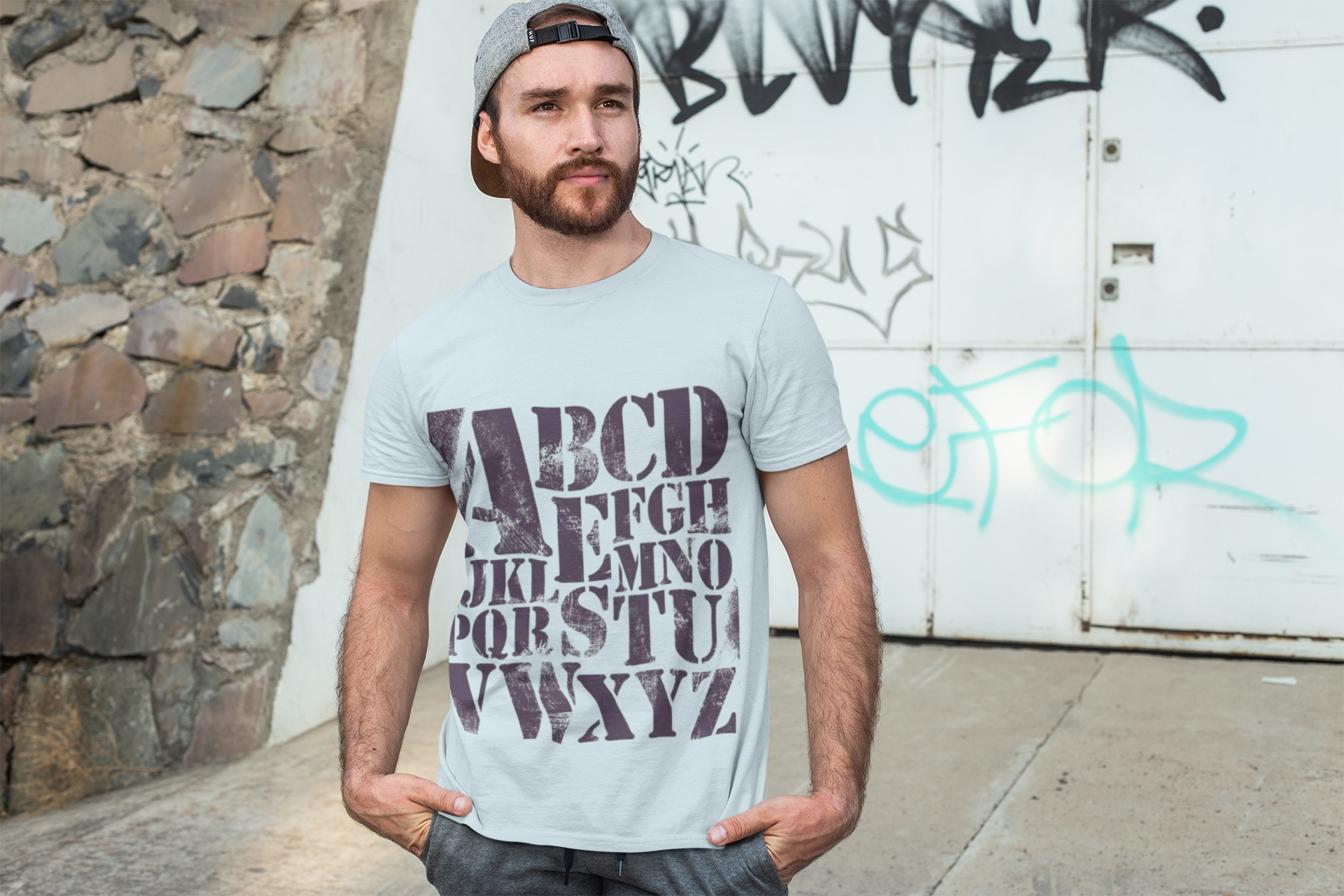 Vintage Stencil Alphabet T-Shirt | Garment-Dyed Heavyweight Tee