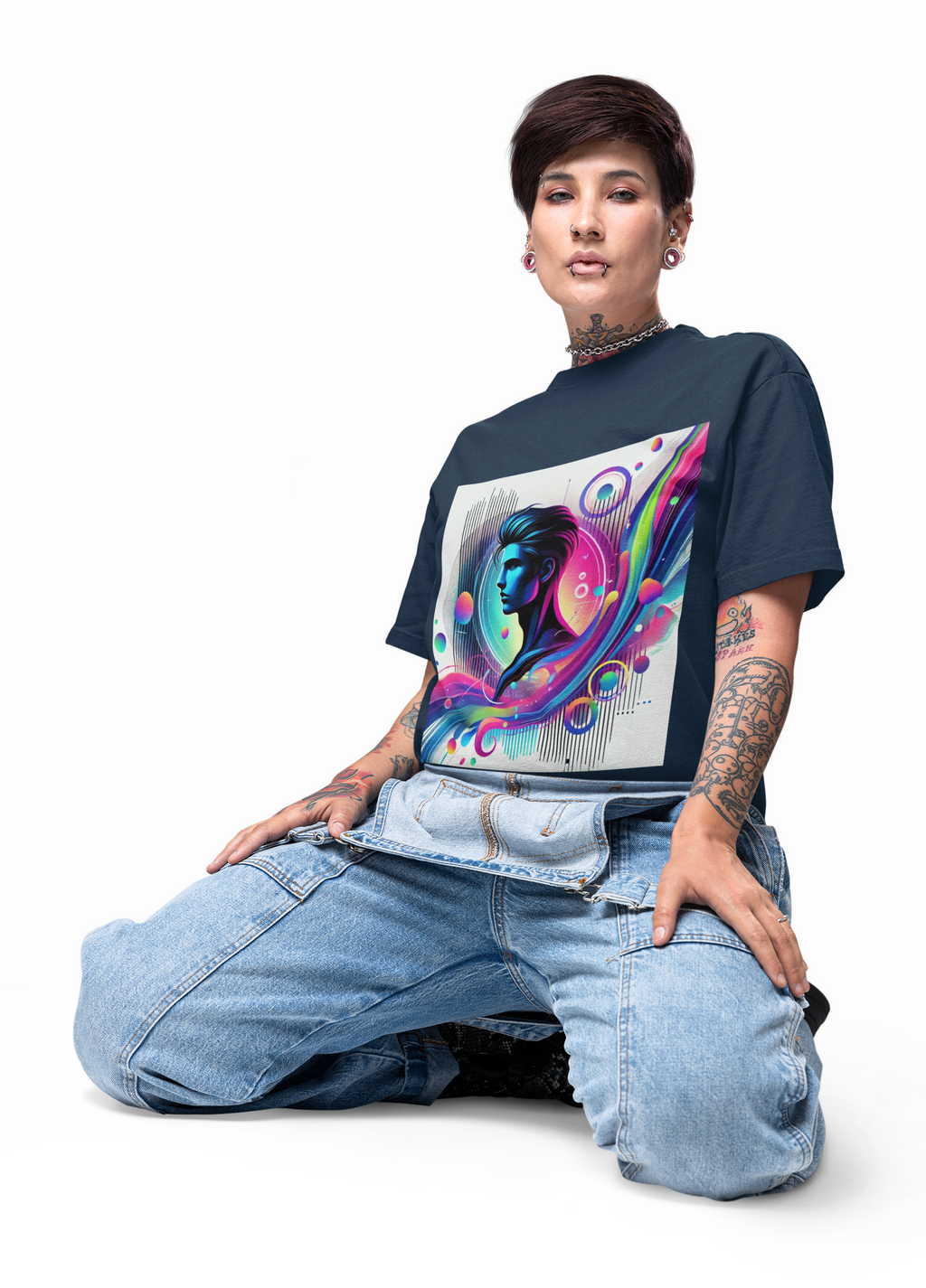 Abstract Graphic T Shirt Unisex Relaxed Fit Casual Tee