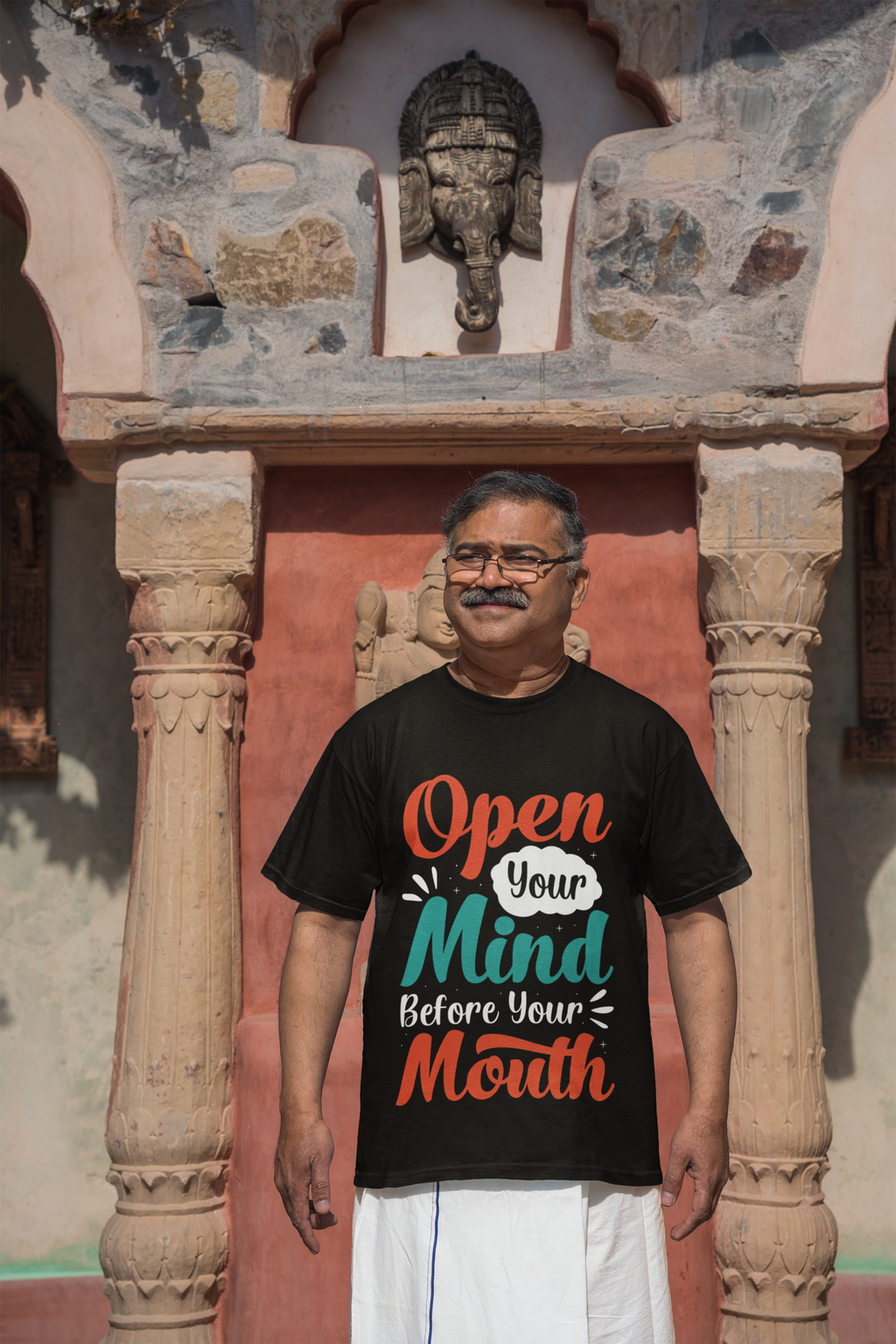 Open Your Mind Before Your Mouth T-Shirt | Typographic Script Tee