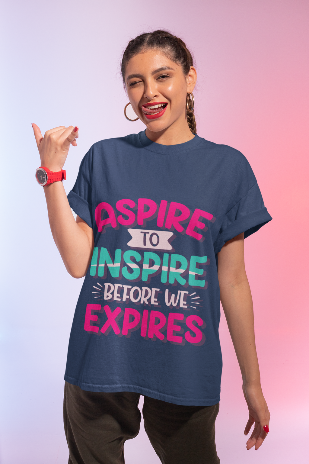 Aspire to Inspire Before We Expire T-Shirt | Vintage Motivational Graphic Tee