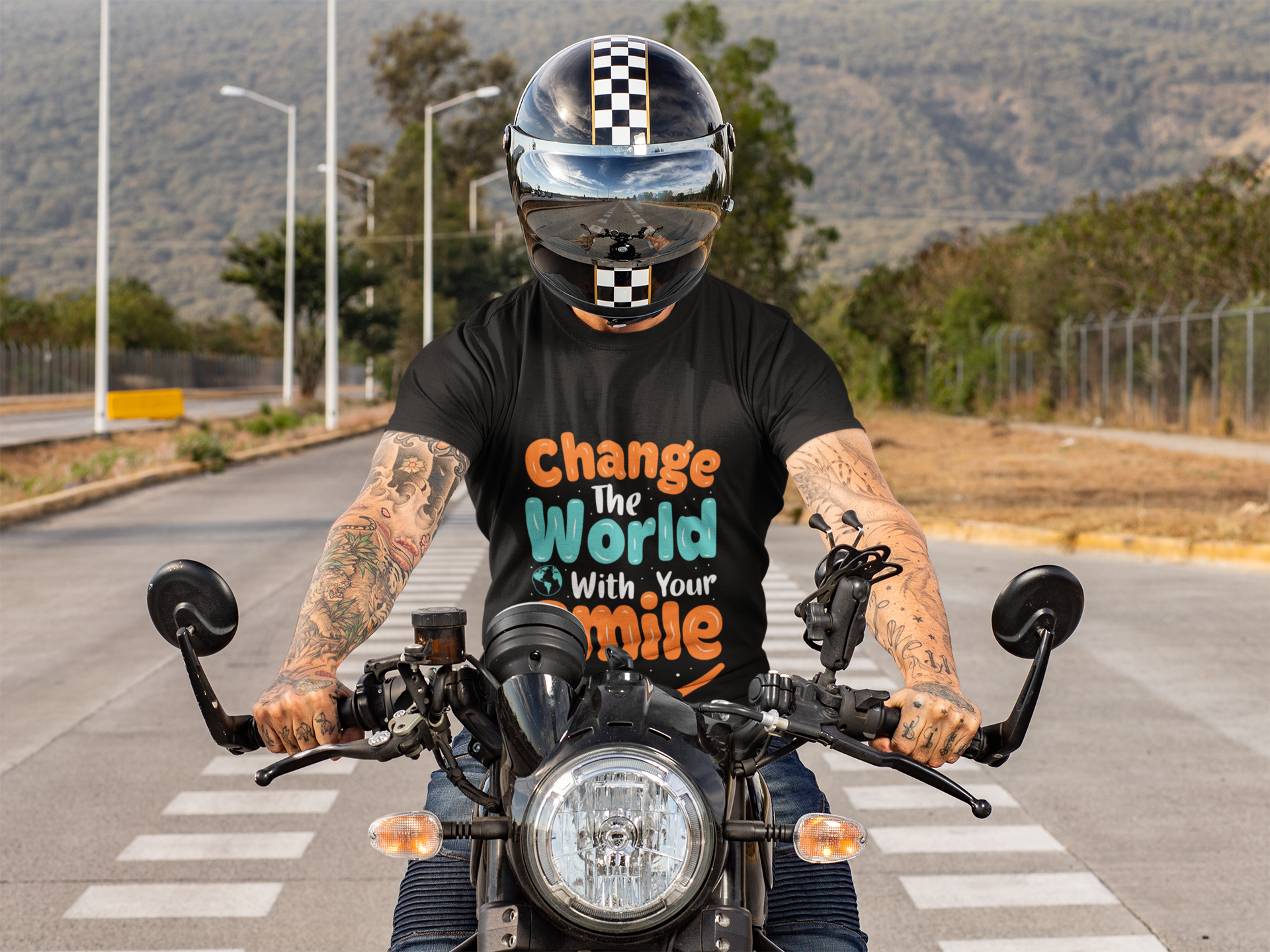 Change the World With Your Smile T-Shirt | Retro Lettering Positive Message