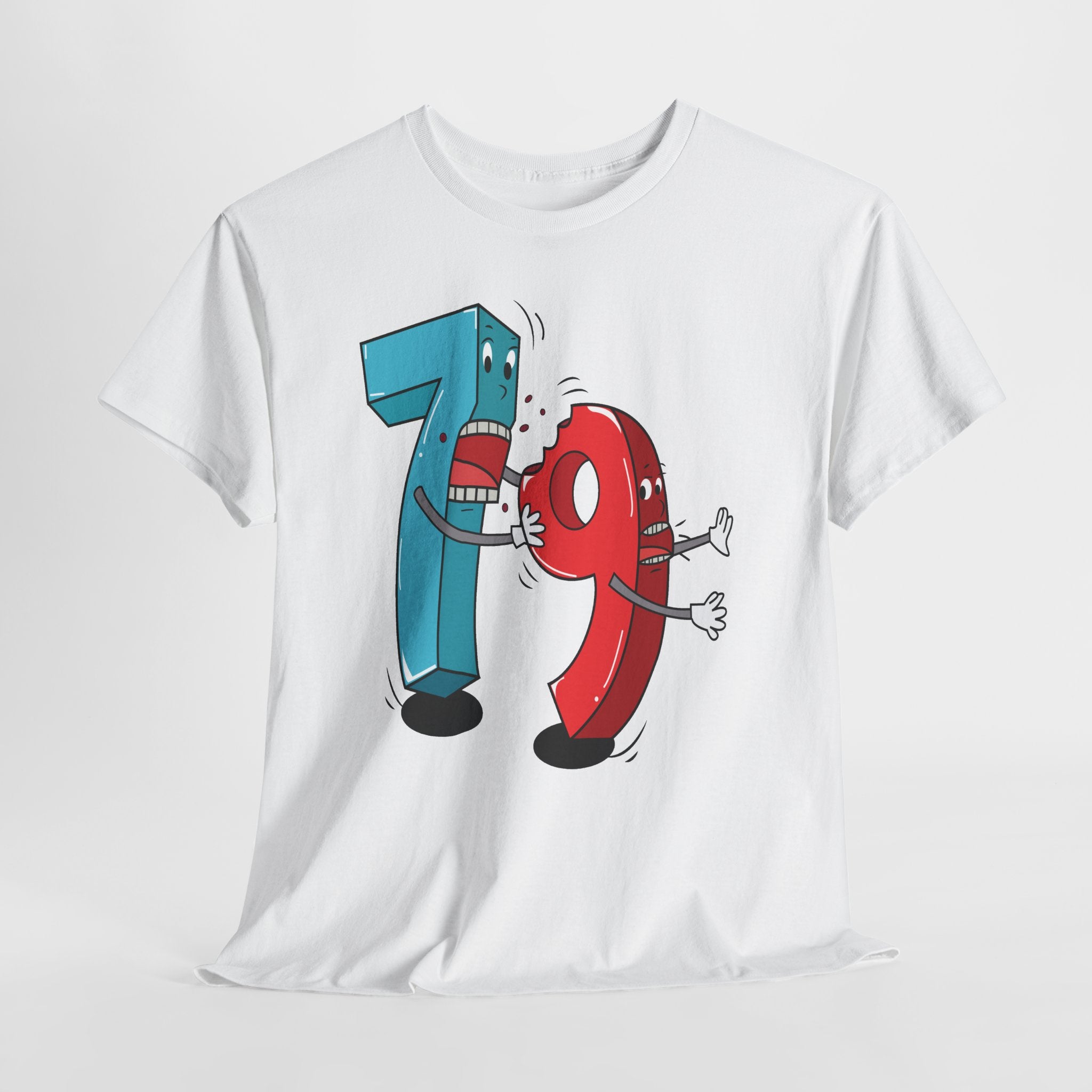 Playful Fighting Numbers 79 Tee | Math Humor Shirt