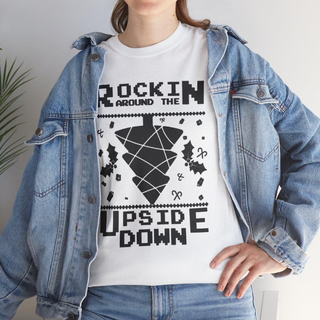 Rockin Around the Upside Down Pixel Poster Tee | Retro Arcade Synth Vibe