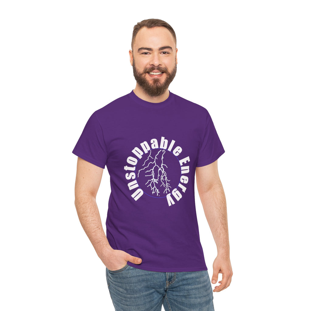 Unstoppable Energy lightning circle Tee | Minimalist bold white on black