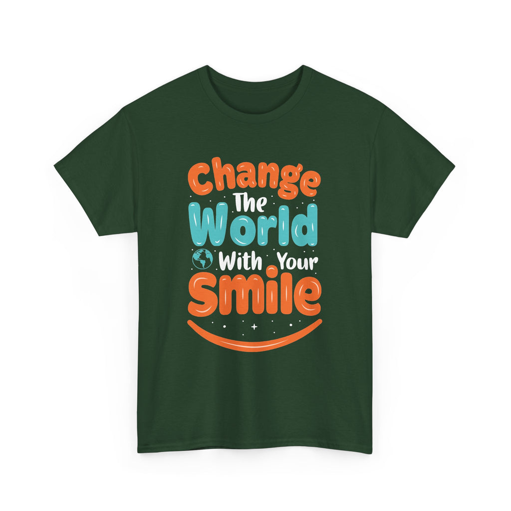 Change the World With Your Smile T-Shirt | Retro Lettering Positive Message