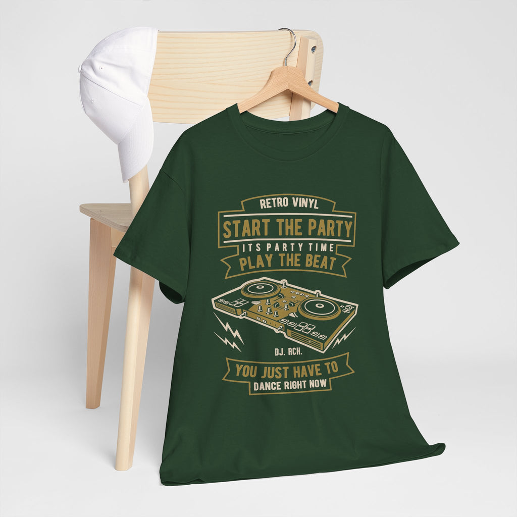 Start the Party DJ Turntable Tee — Vintage Vinyl Music Shirt