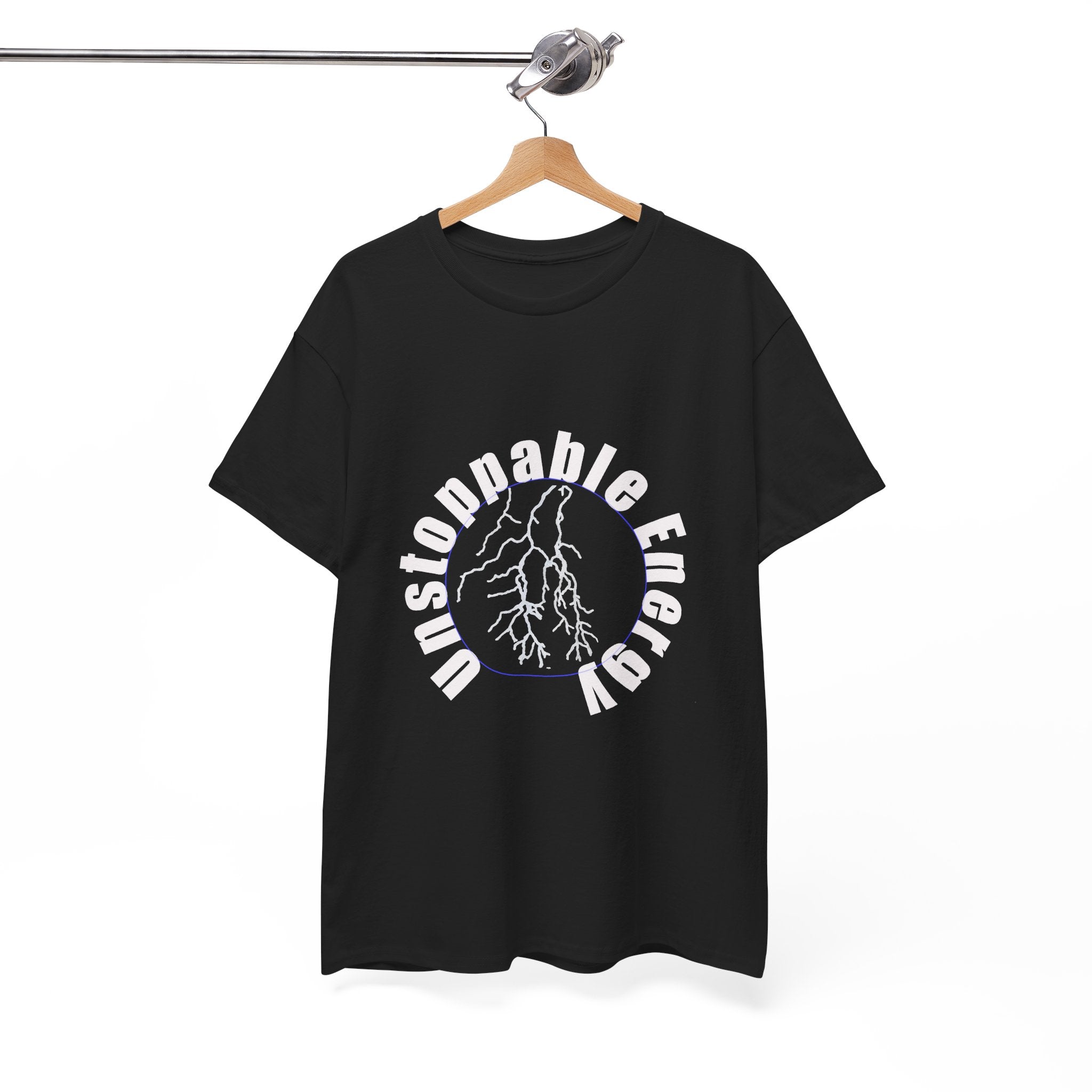 Unstoppable Energy lightning circle Tee | Minimalist bold white on black