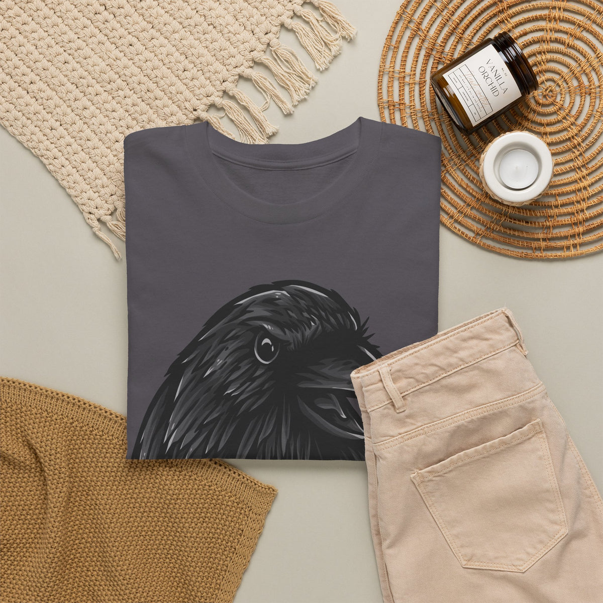 Raven Head Graphic Tee — Gothic Black Crow T-Shirt