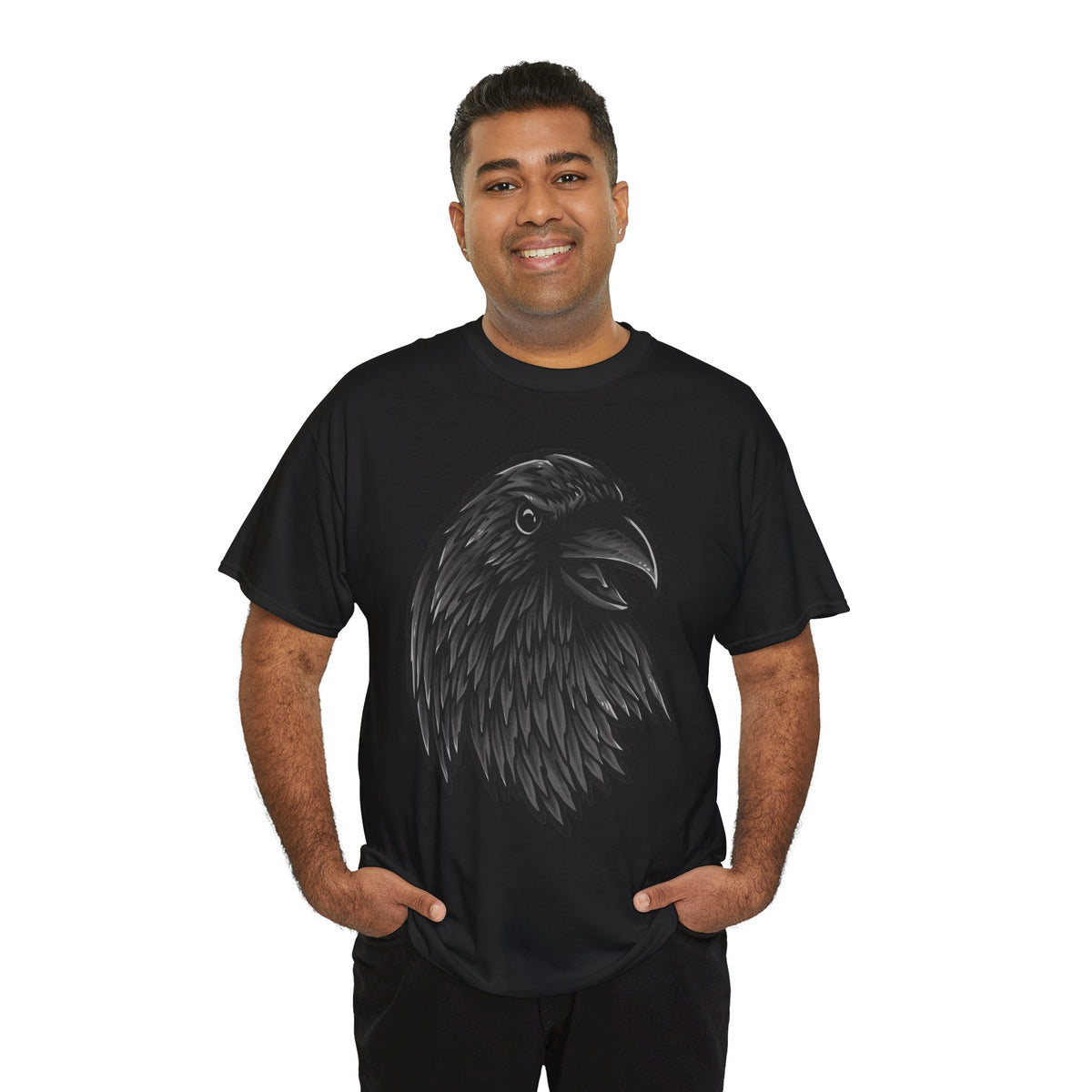 Raven Head Graphic Tee — Gothic Black Crow T-Shirt