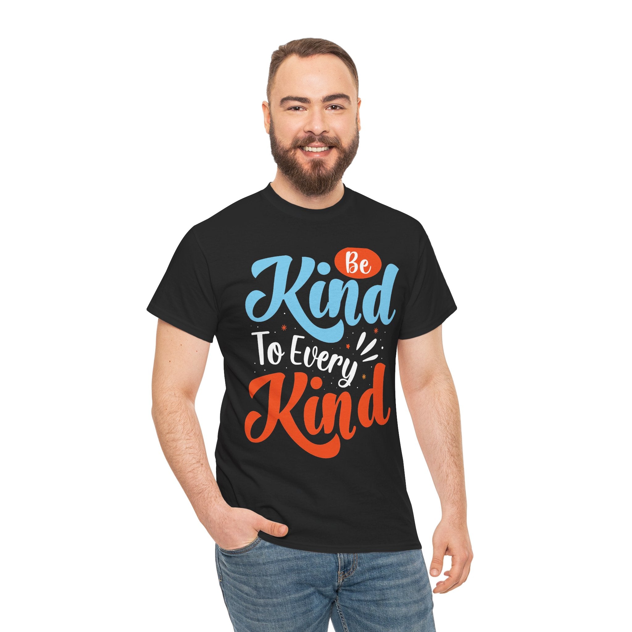 Be Kind To Every Kind T-Shirt | Hand-Lettered Script, Bright Color Print