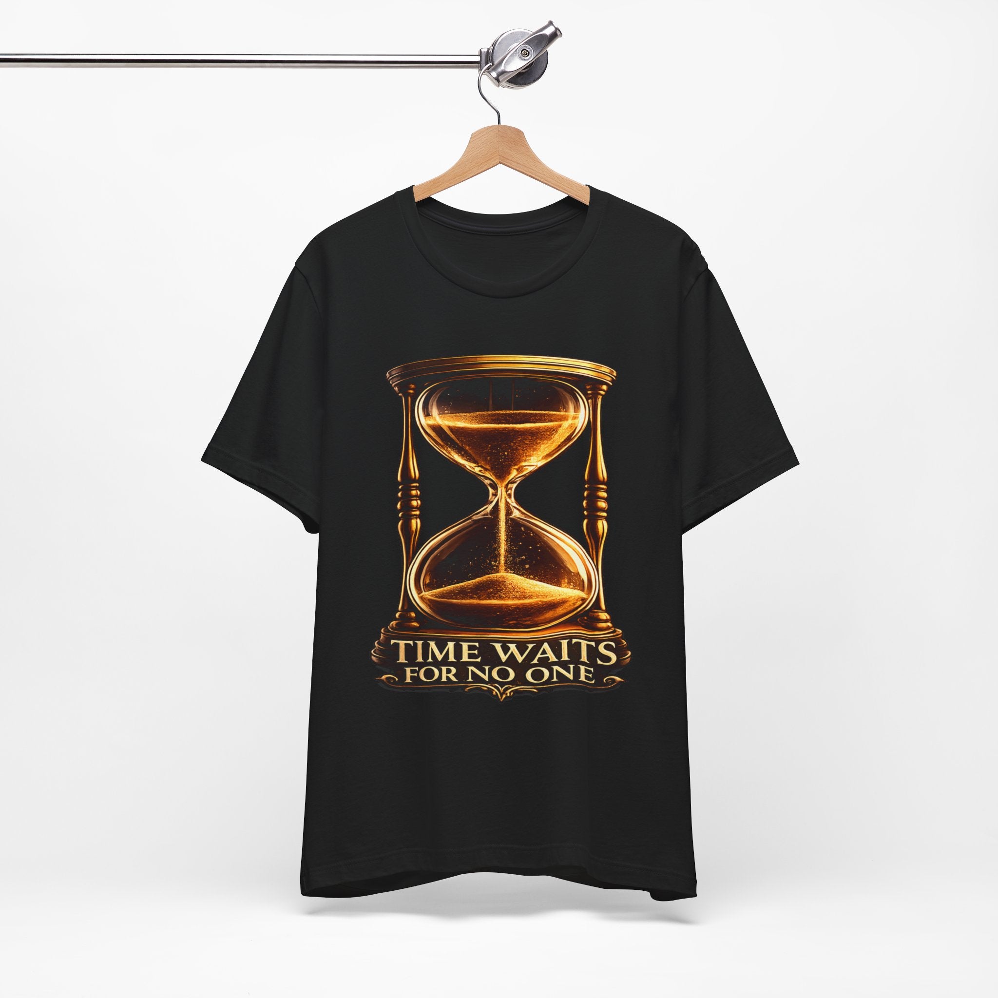 Vintage Hourglass Tee — "Time Waits For No One" Inspirational Graphic T-Shirt