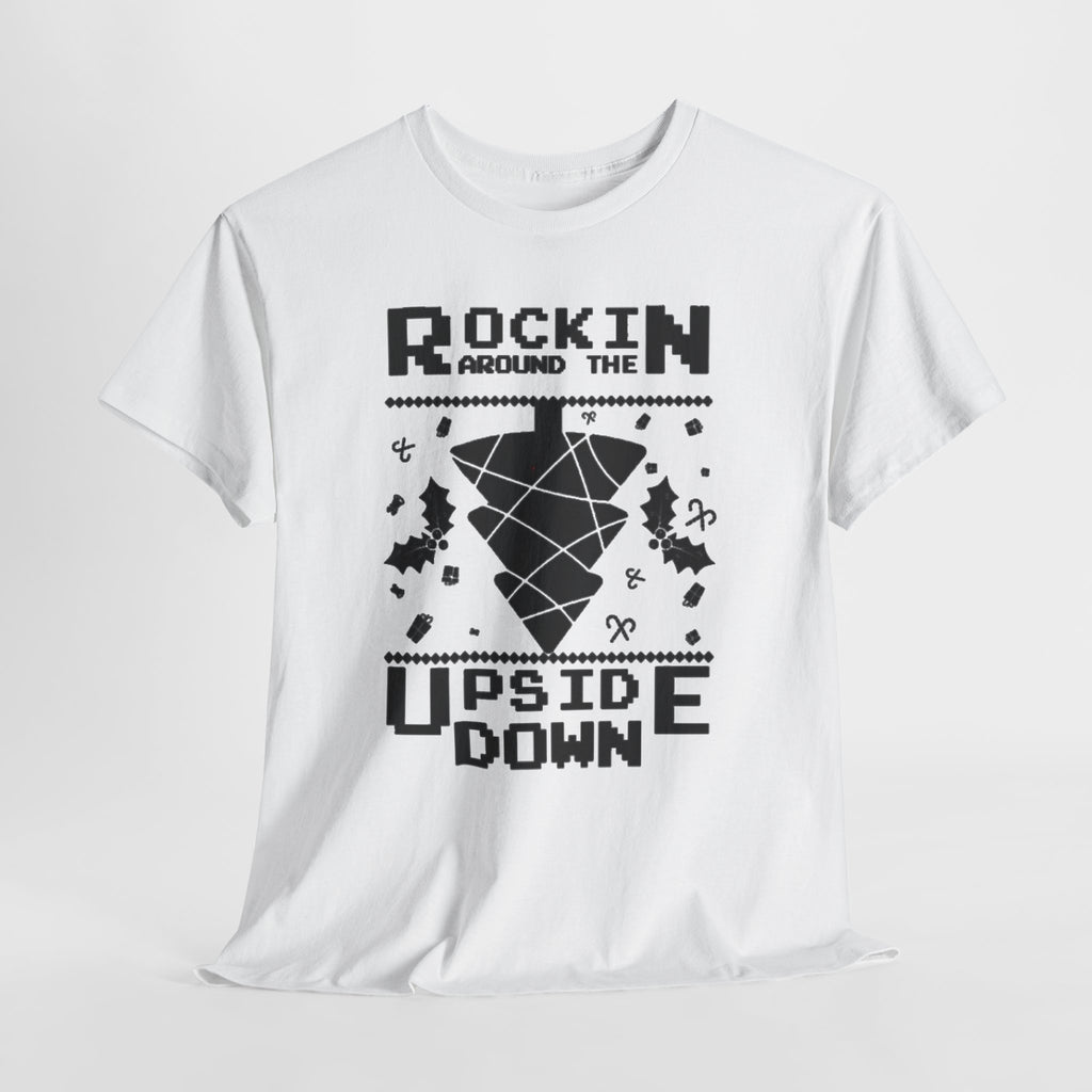 Rockin Around the Upside Down Pixel Poster Tee | Retro Arcade Synth Vibe
