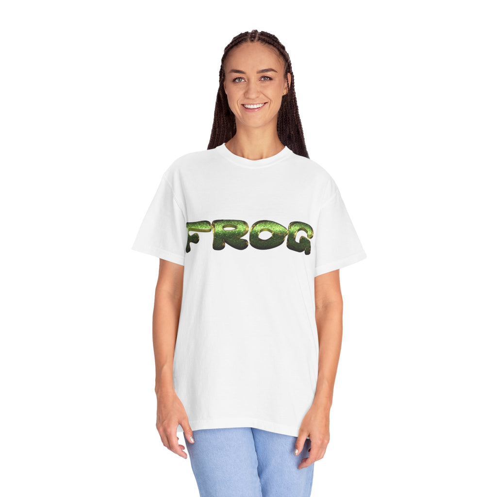 Frog Text Graphic T-shirt | Green Amphibian Lettering