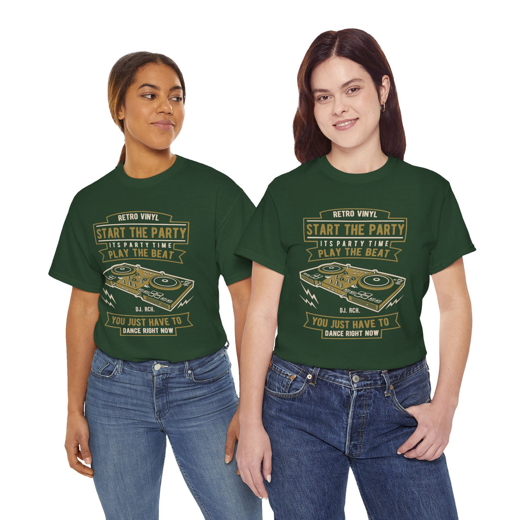 Start the Party DJ Turntable Tee — Vintage Vinyl Music Shirt