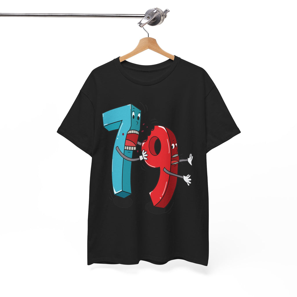 Playful Fighting Numbers 79 Tee | Math Humor Shirt