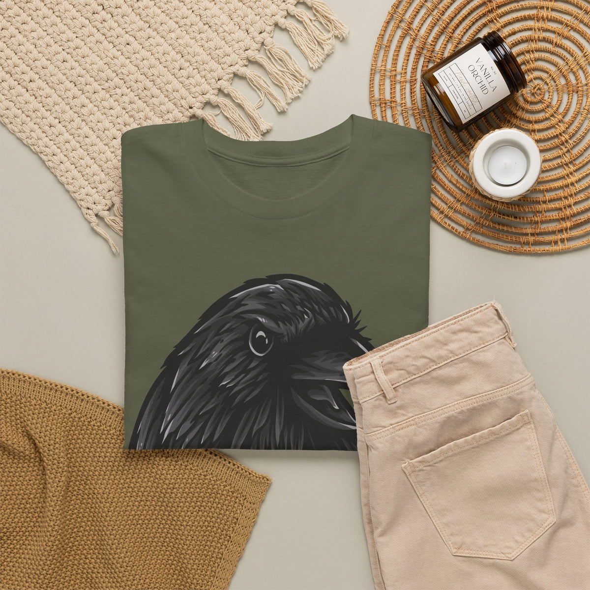 Raven Head Graphic Tee — Gothic Black Crow T-Shirt
