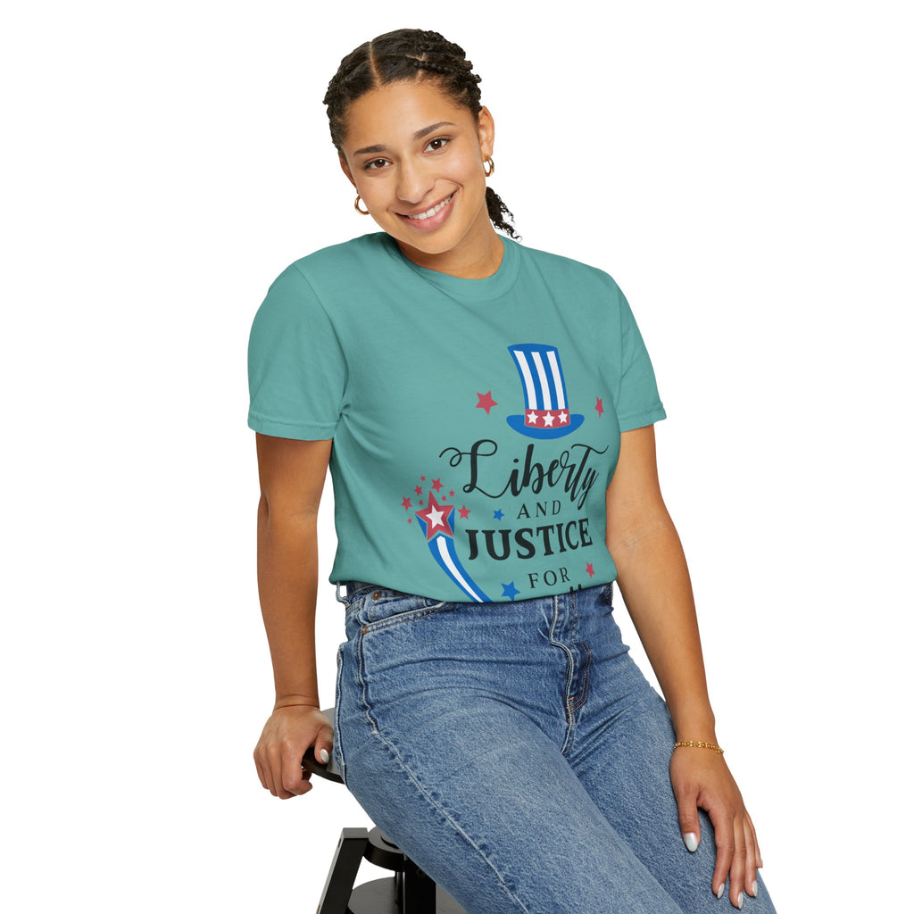 Liberty and Justice for All top hat graphic T-shirt | Garment-Dyed Vintage Tee
