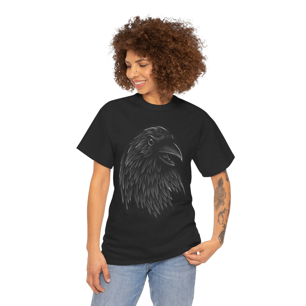 Raven Head Graphic Tee — Gothic Black Crow T-Shirt