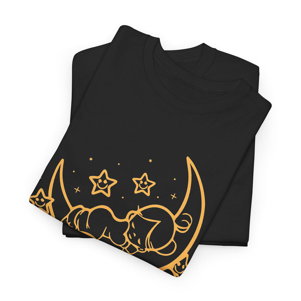 Sleeping Moon Sketch Dream Tee | Crescent Moon, Stars Night Illustration