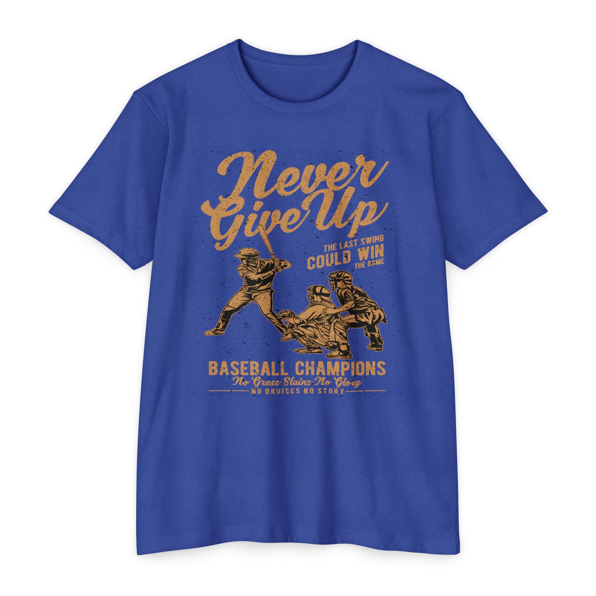 Never Give Up Baseball T-Shirt — "Your Last Swing Could Win" Vintage Baseball Tee