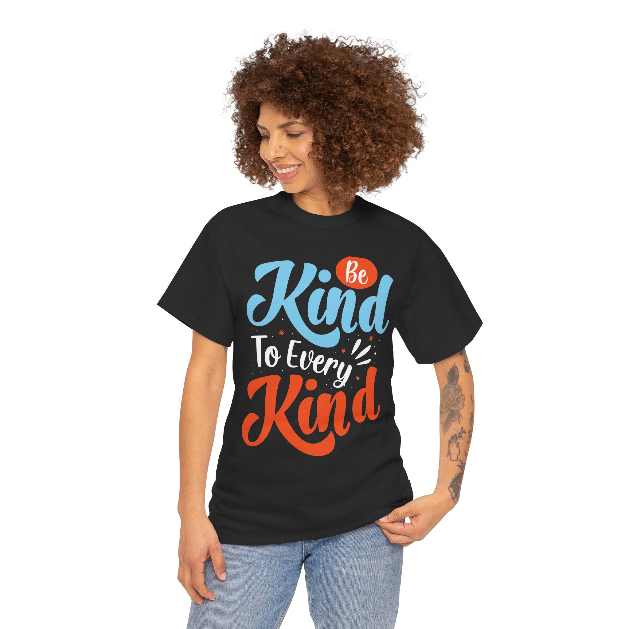 Be Kind To Every Kind T-Shirt | Hand-Lettered Script, Bright Color Print