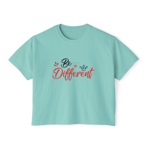 Be Different Women's Cropped Boxy Graphic Tee – Inspirational Cotton T-Shirt