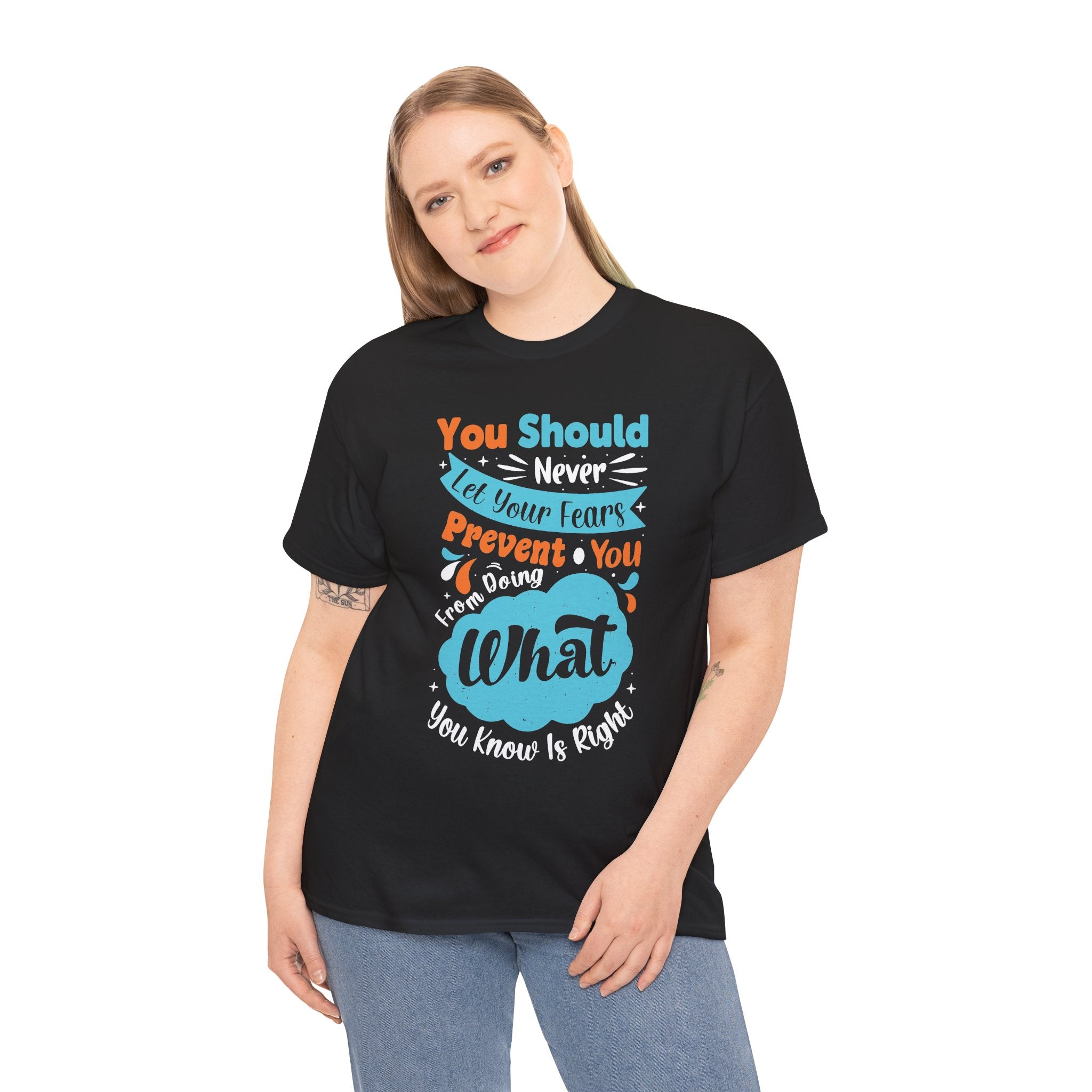 Move Past Doubt Tee | Bold Hand-Lettered Blue & Orange Typography