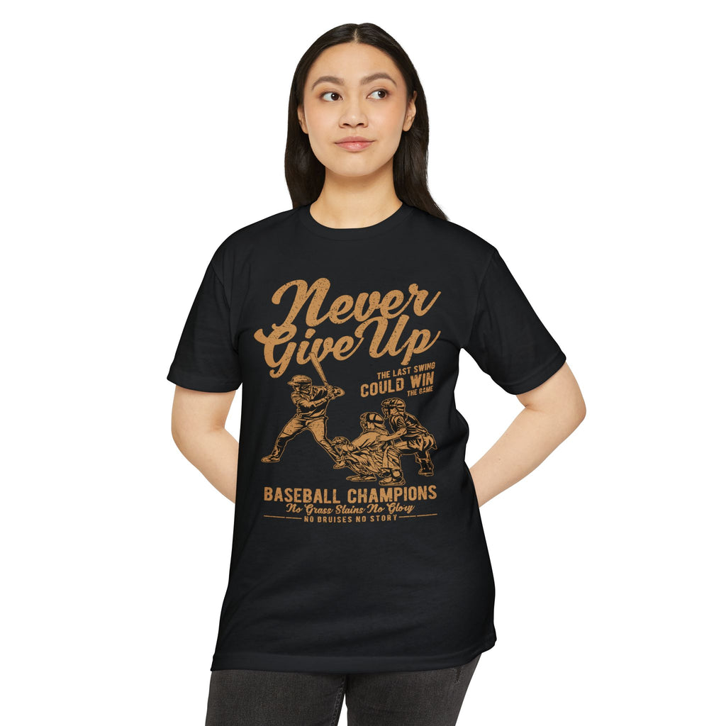 Never Give Up Baseball T-Shirt — "Your Last Swing Could Win" Vintage Baseball Tee