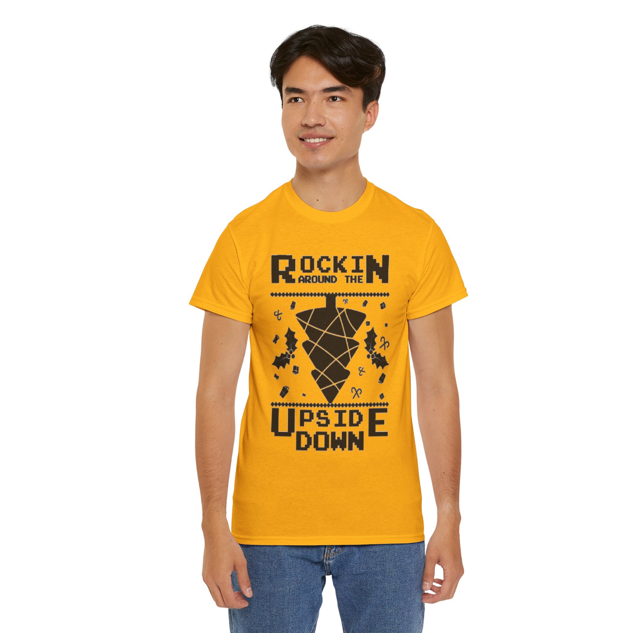 Rockin Around the Upside Down Pixel Poster Tee | Retro Arcade Synth Vibe