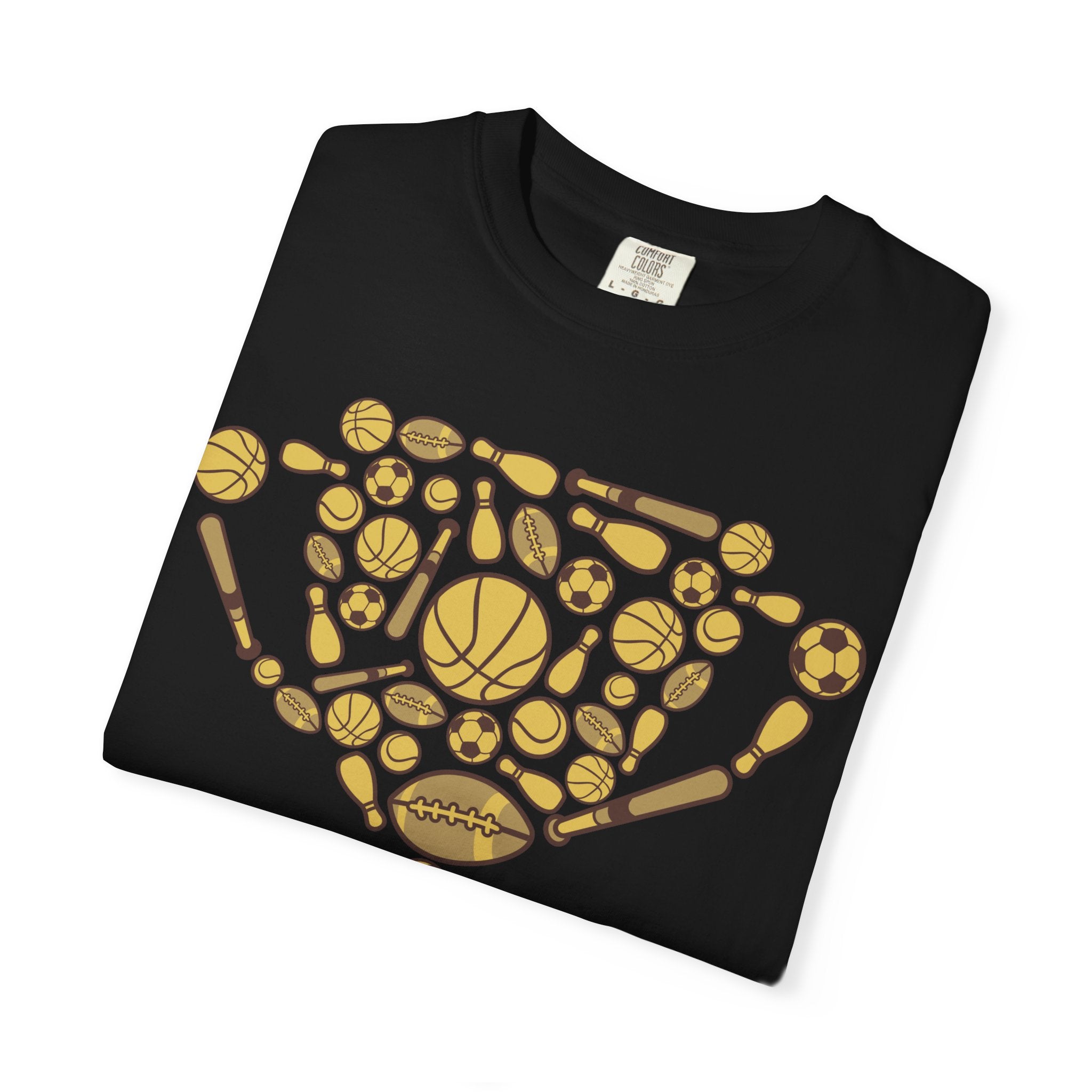 Sports Icon Hourglass T-shirt | Athletic Icons Graphic Tee