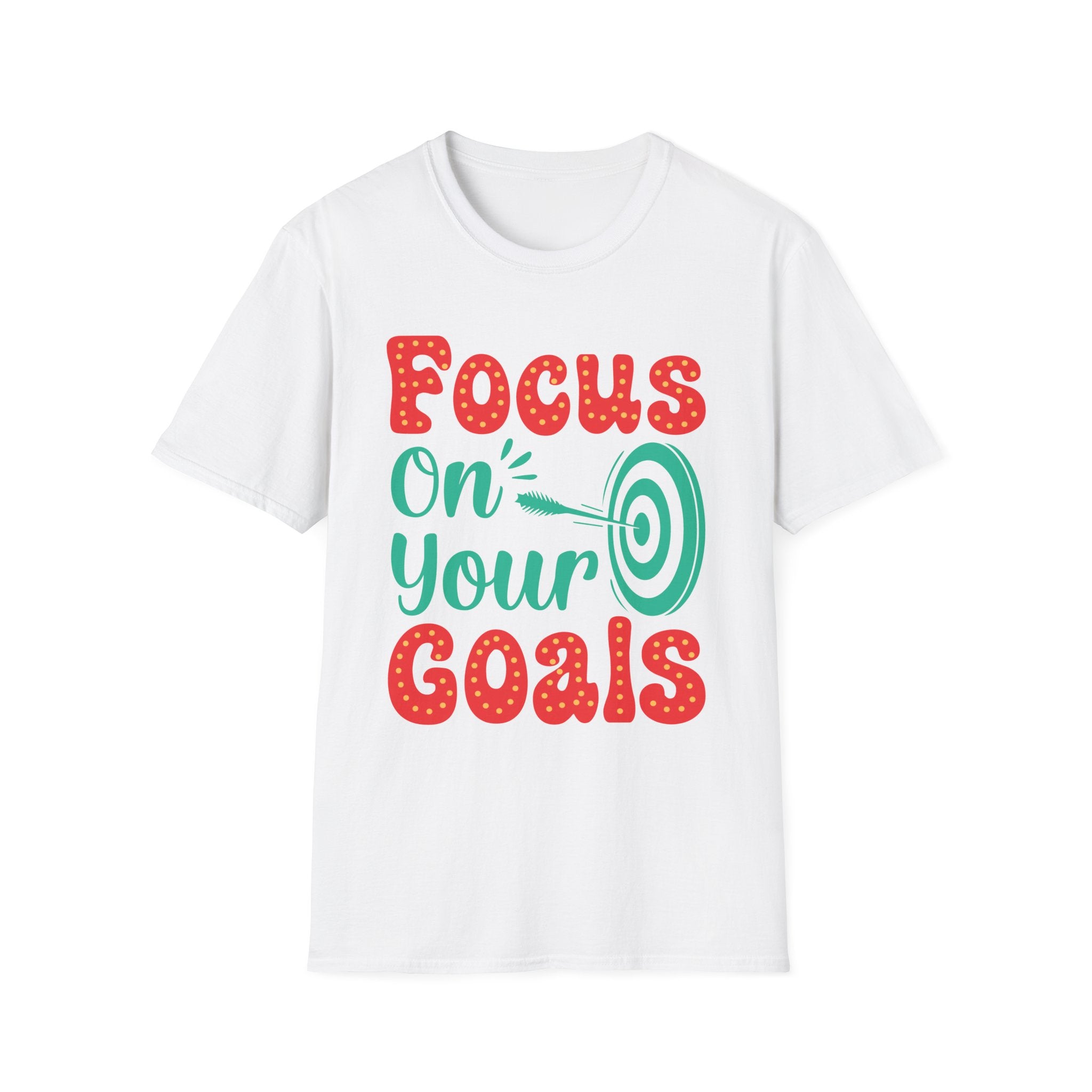 Focus On Your Goals tee | Motivational Graphic T-Shirt, Hand-Lettered Target Design