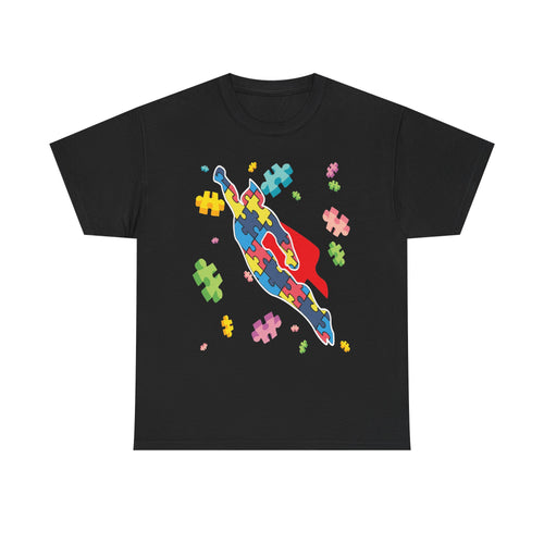 Autism Awareness Superhero Shirt – Puzzle Piece Graphic Tee | Support Unisex Mom Gift