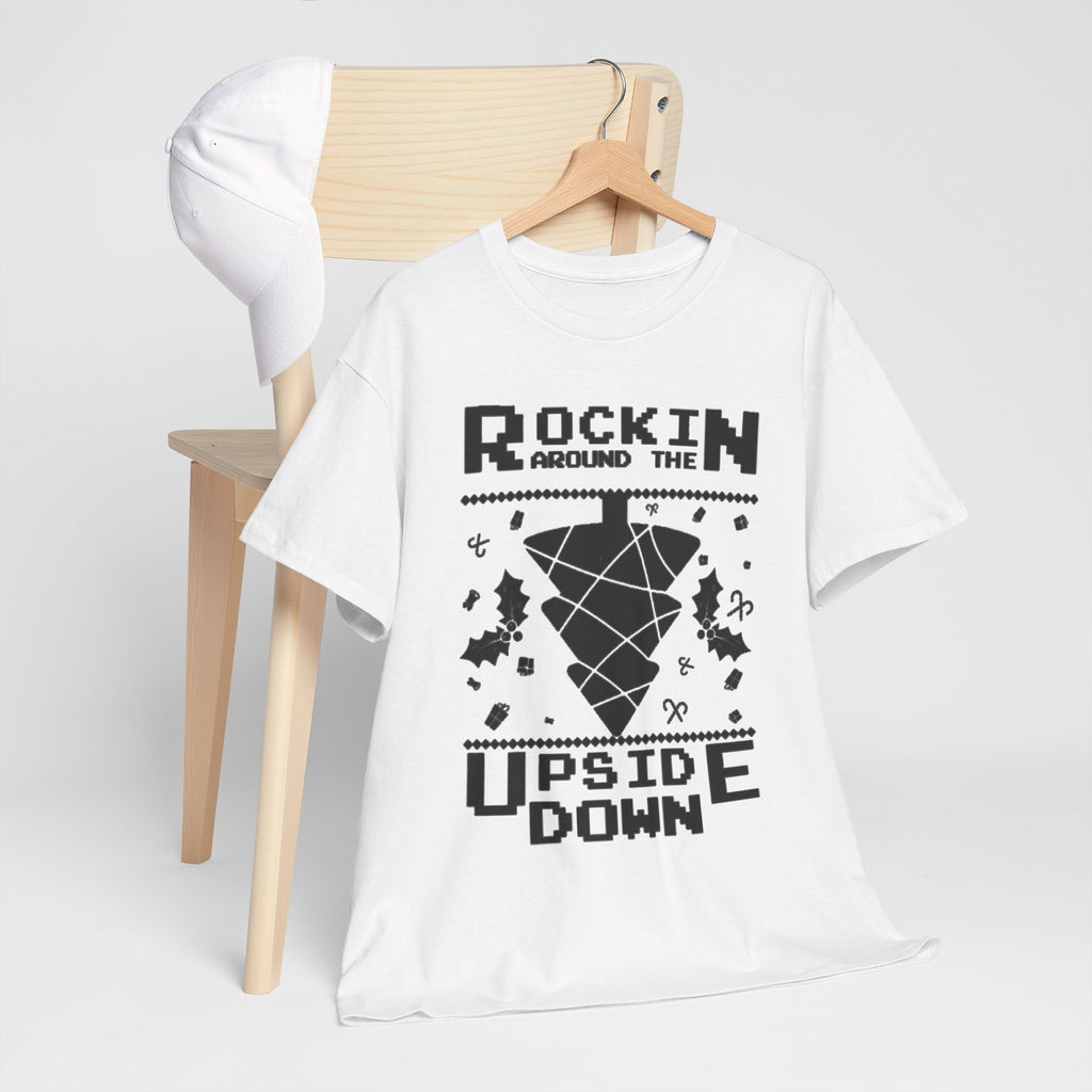 Rockin Around the Upside Down Pixel Poster Tee | Retro Arcade Synth Vibe