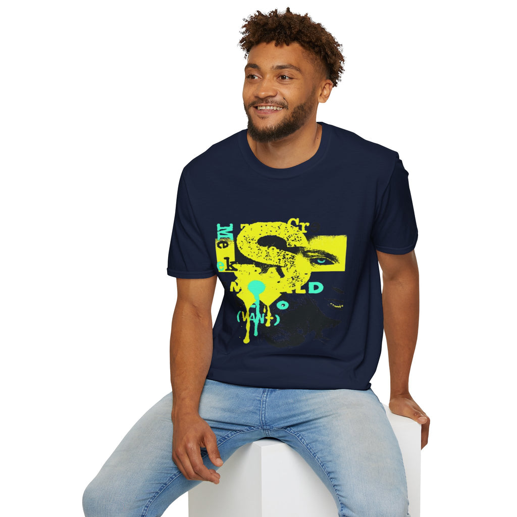 Neon Paint Splat Street Art T-Shirt | Black Crewneck, Urban Graphic Tee