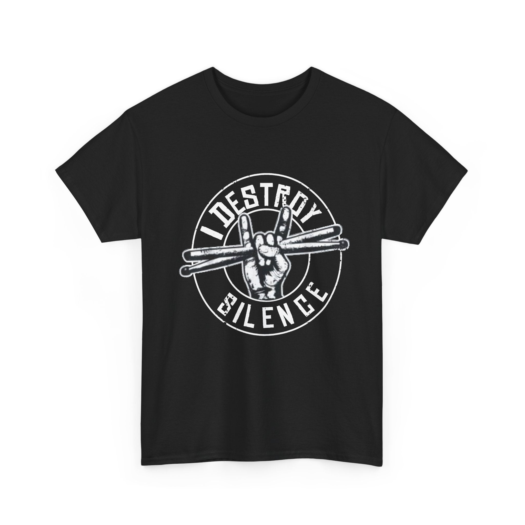 I Destroy Silence Drumsticks Tee, Drummer Shirt | Rock Band Musician Tee