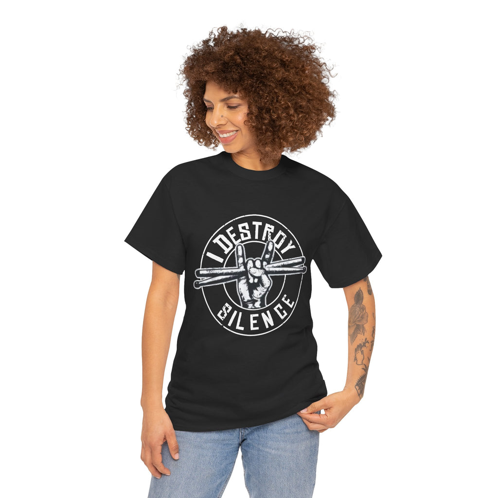 I Destroy Silence Drumsticks Tee, Drummer Shirt | Rock Band Musician Tee