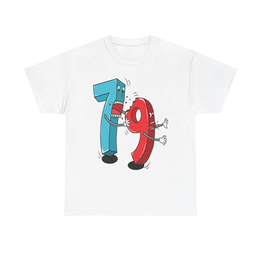 Playful Fighting Numbers 79 Tee | Math Humor Shirt