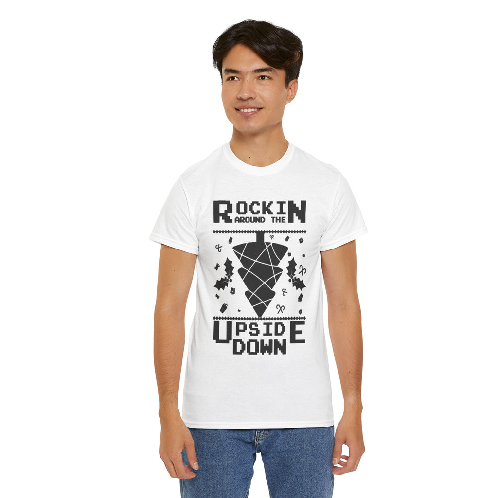 Rockin Around the Upside Down Pixel Poster Tee | Retro Arcade Synth Vibe