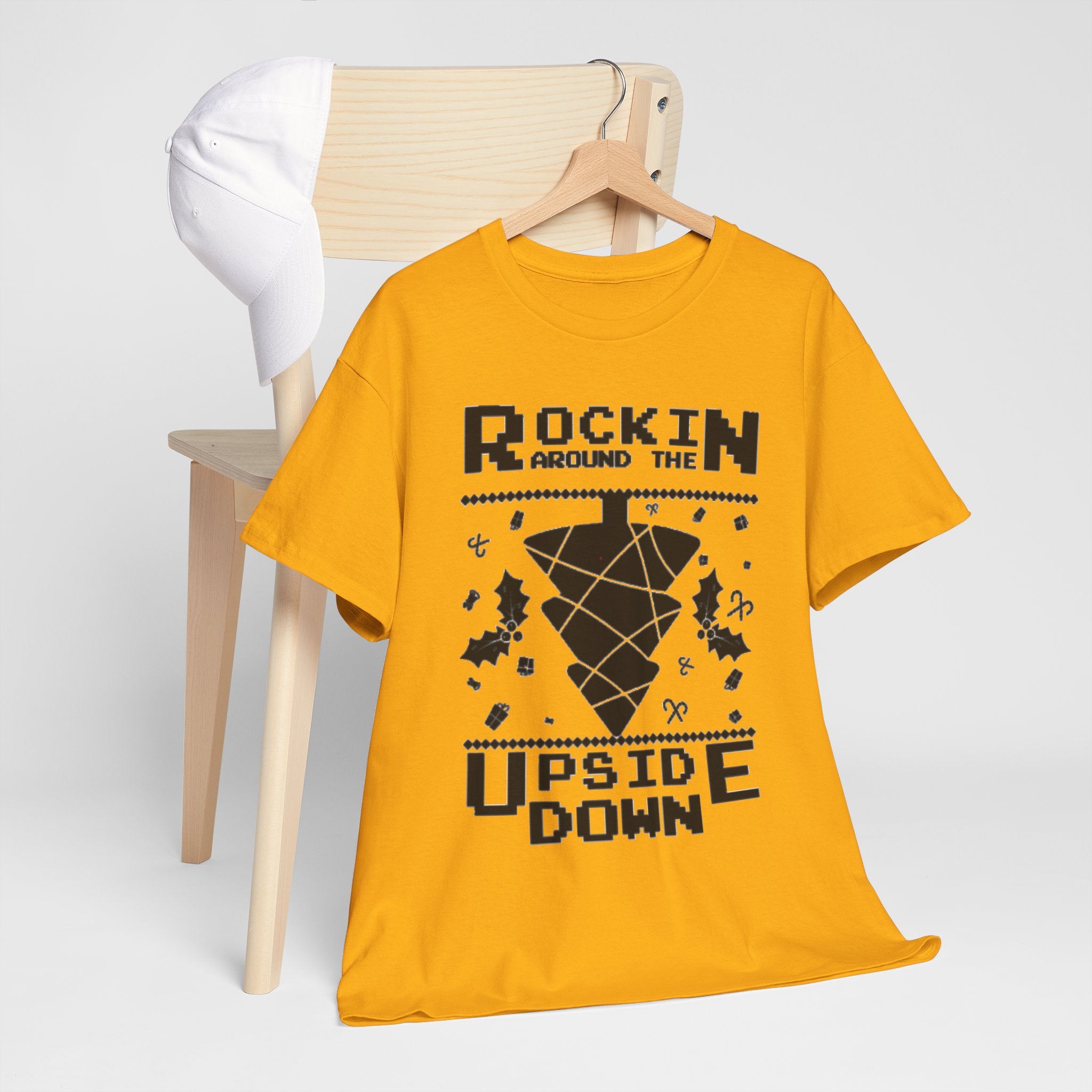 Rockin Around the Upside Down Pixel Poster Tee | Retro Arcade Synth Vibe