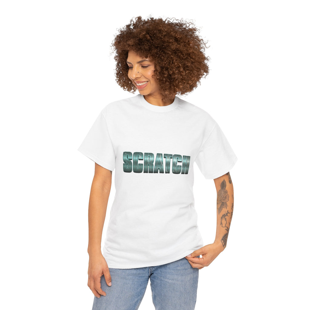 Scratch metallic text Tee | graphic word shirt, typographic design