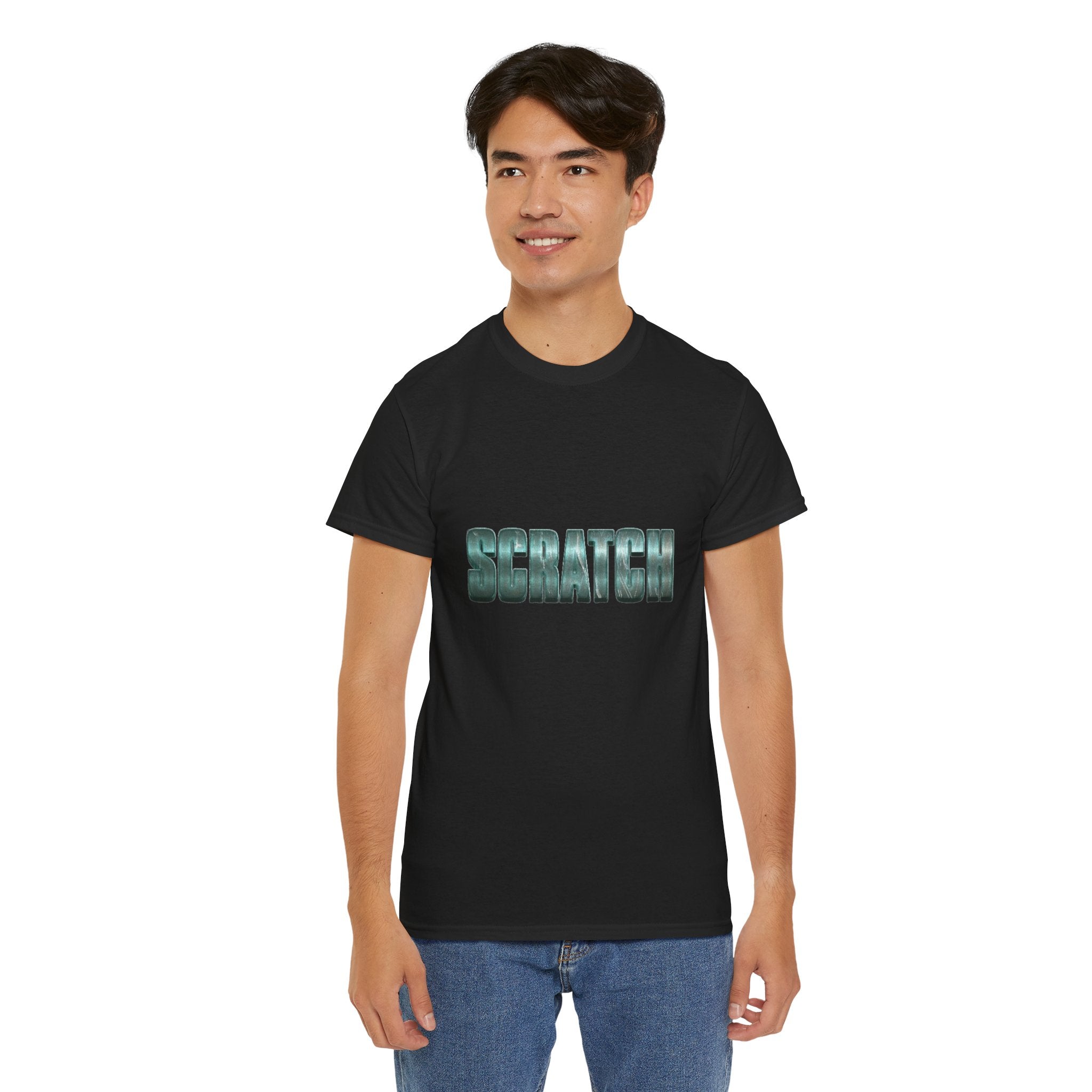 Scratch metallic text Tee | graphic word shirt, typographic design
