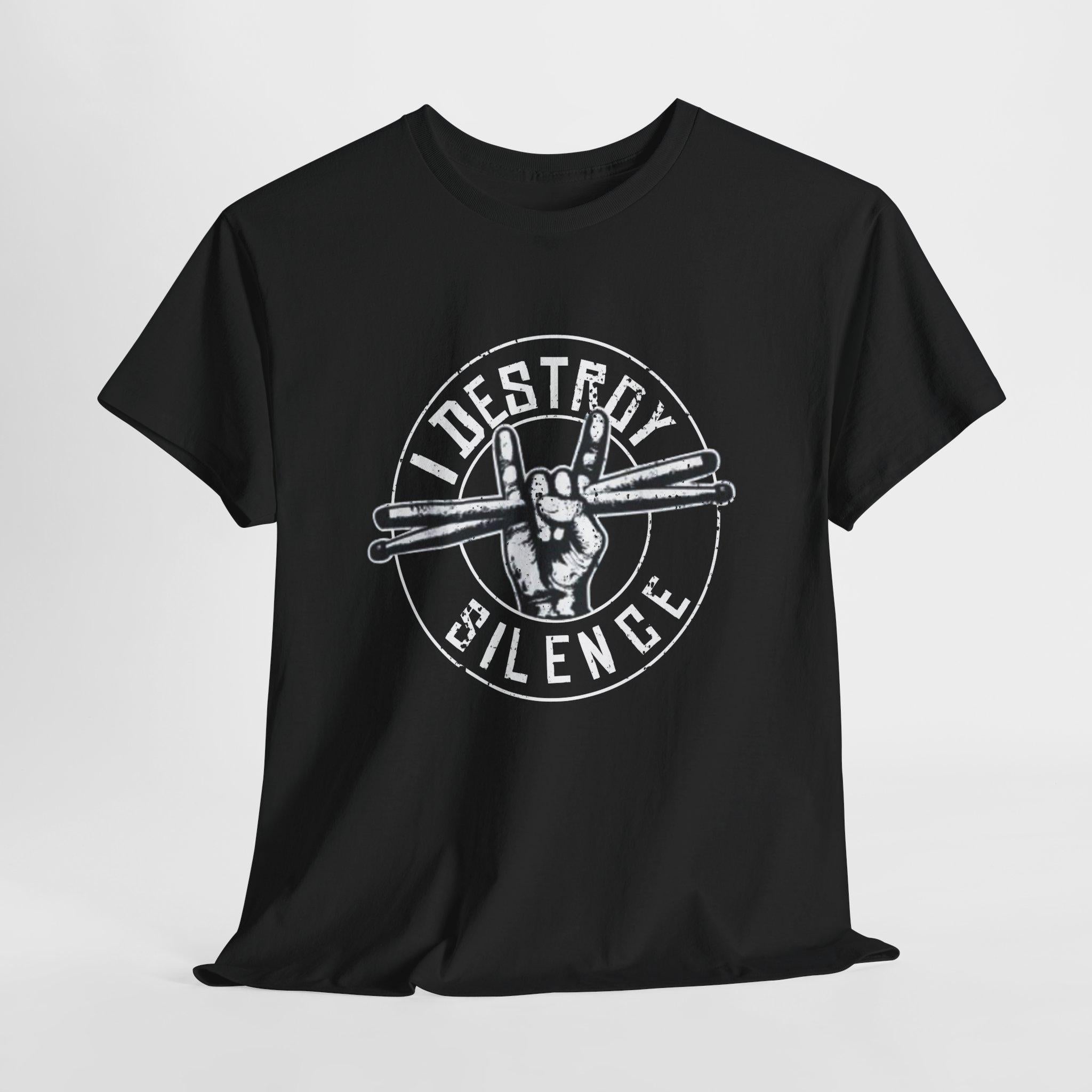 I Destroy Silence Drummer T-Shirt | Vintage Drumsticks Graphic Tee | Drummer Gift Musician Shirt